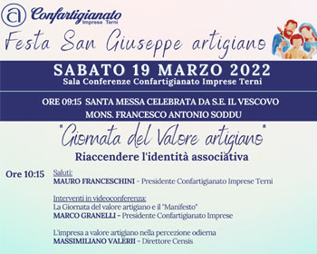 Festa San Giuseppe Artigiano a Terni: Giornata del valore artigiano