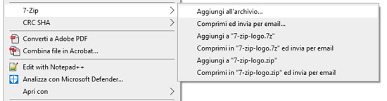 tasto destro 7-zip