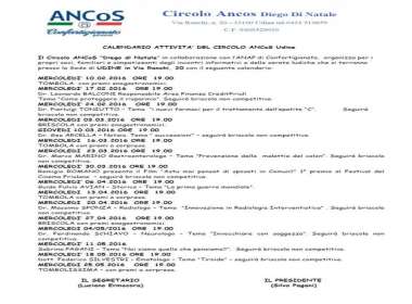 Calendario eventi Circolo ANCoS Diego Di Natale