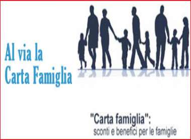 Al via la Carta famiglia dal primo febbraio