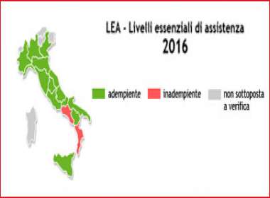 Livelli essenziali di assistenza: 14 le Regioni adempienti nel 2016 in base alla “Griglia LEA”