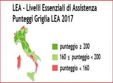 Monitoraggio LEA, i punteggi di tutte le Regioni in base alla Griglia LEA 2017