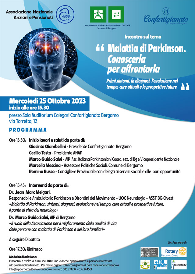 Incontro ANAP Bergamo sull'importanza della consapevolezza della Malattia di Parkinson