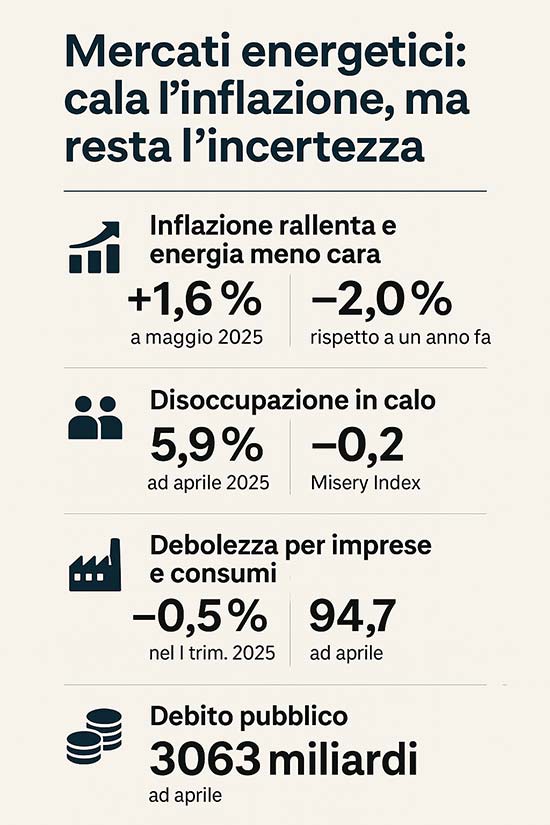 mercati energetici dati CER inflazione e incertezza giugno 2025