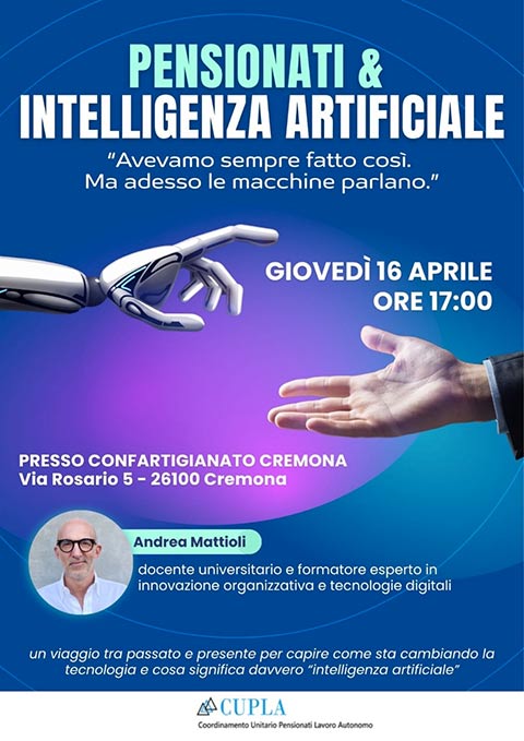 locandina incontro cupla cremona pensionati e intelligenza artificiale
